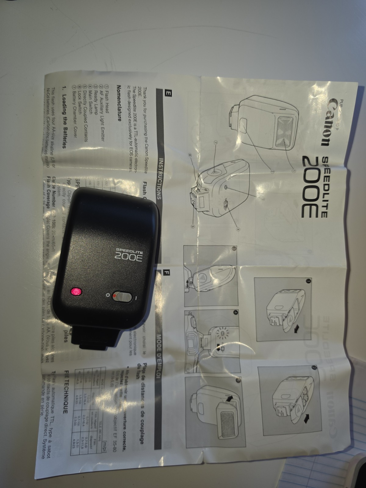 Canon Speedlite 200E Flash Unit Original Leather Case Made In Japan Instructions