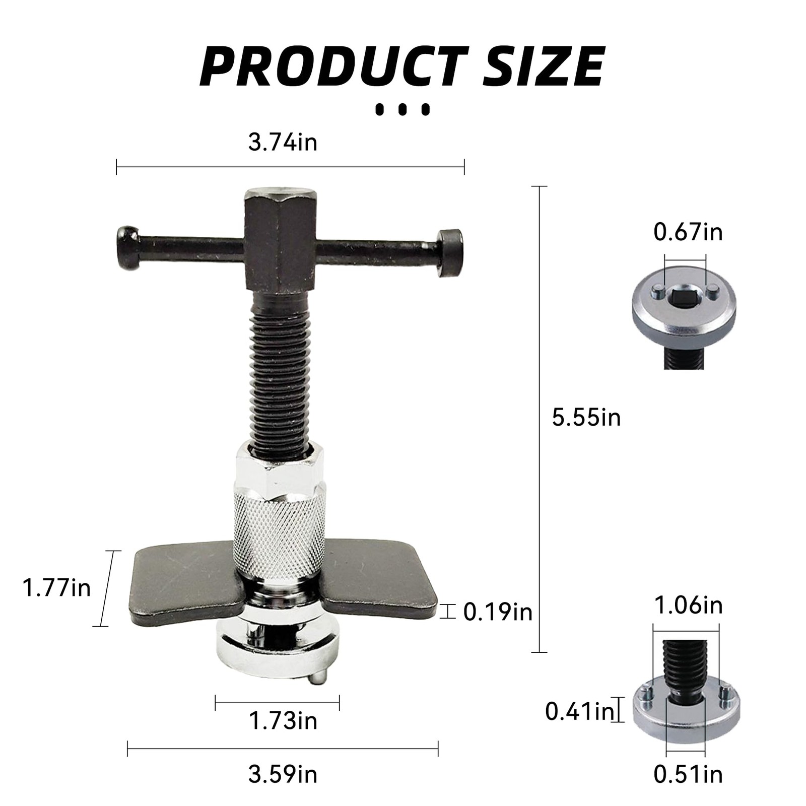Lonuxi Car Brake Piston Wind Back Tool, Auto Caliper Black/Silver