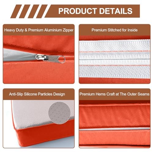 14 Piece Outdoor Patio Cushion Covers 25.6"L x 25.6"W x 4"H (covers) Orange