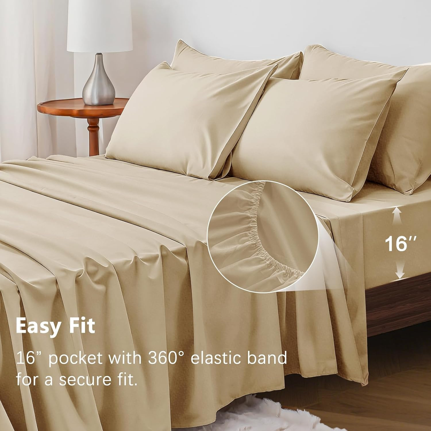 Queen Sheet Set - 6 Piece Sheets Queen Size Bed Set - Breathable & Cooling Hotel