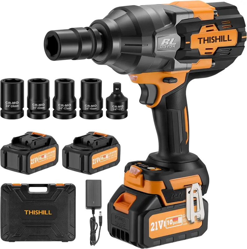 Cordless Impact Wrench 3/4" Drive 1800Nm 3 Variable Speeds & Reverse Brake Funct