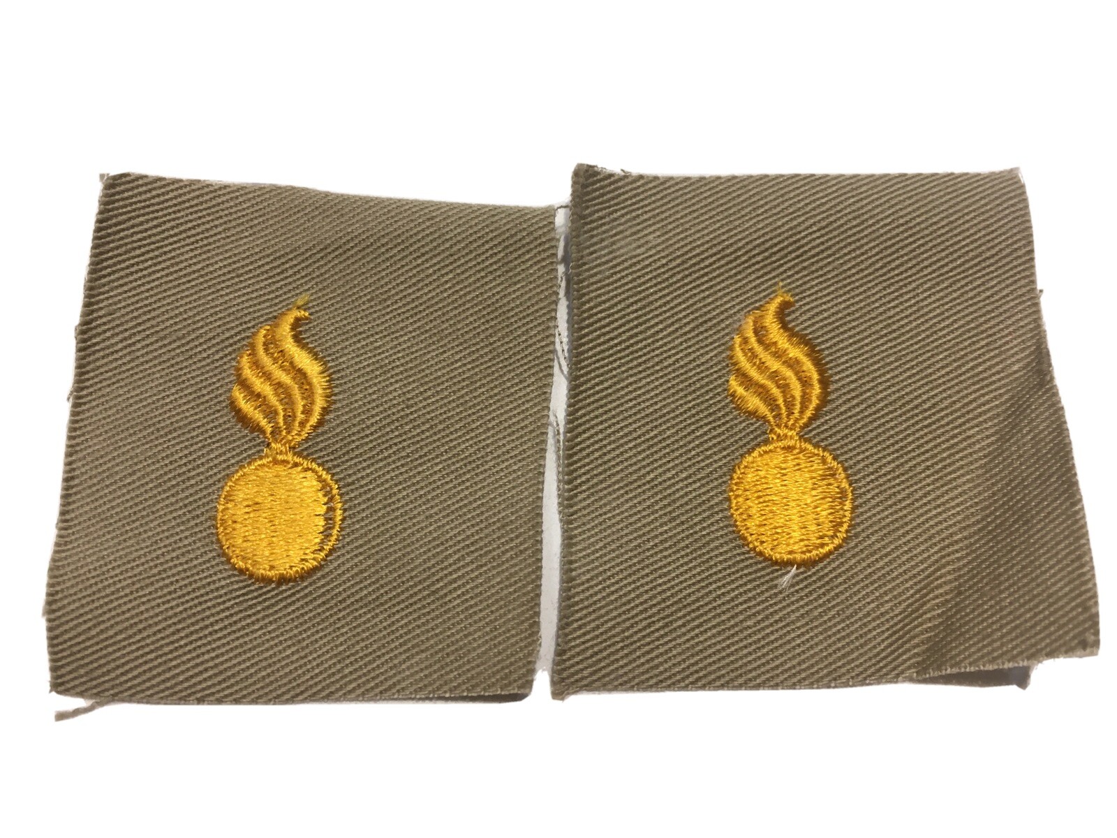 Original WWII U.S. Army Officer Pair Ordnance Corps Khaki Mesh Insignia Patch