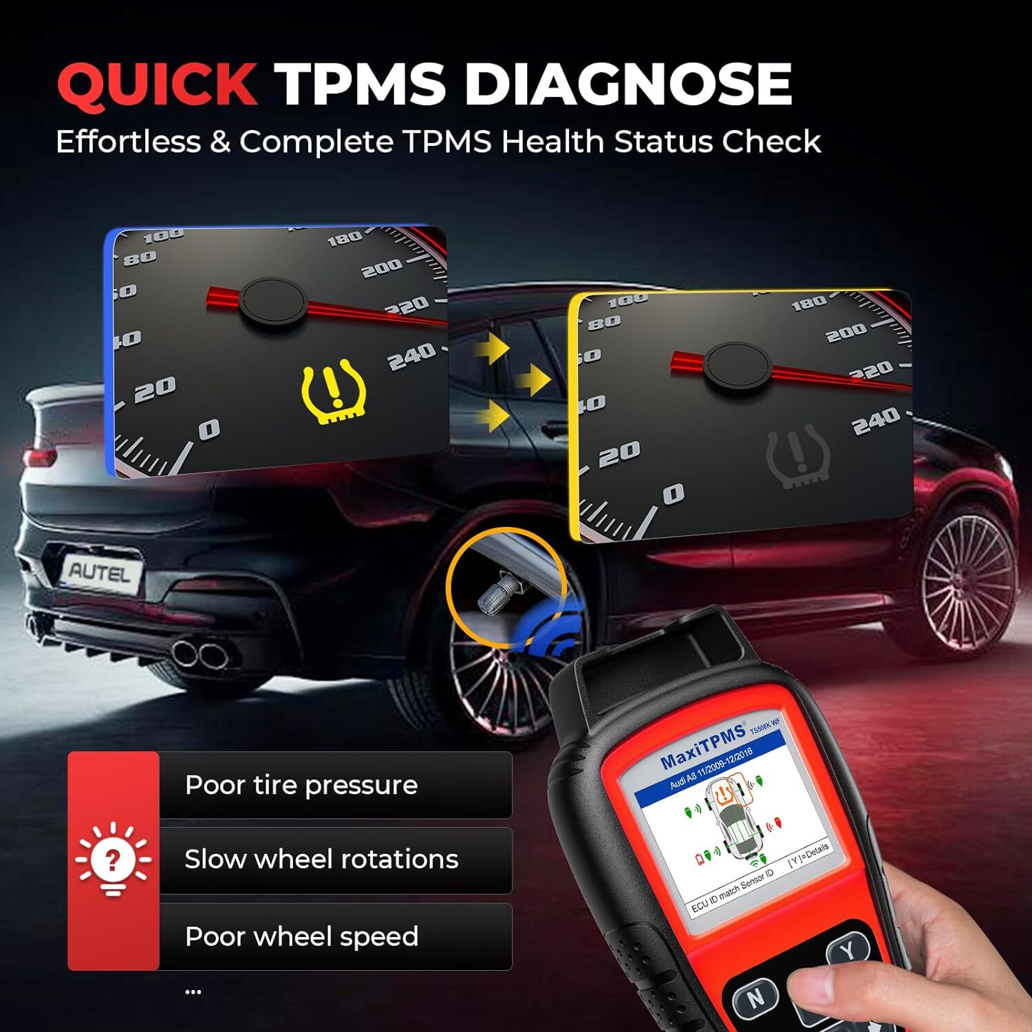 Autel MaxiTPMS TS508WF TPMS Programming Tool TPMS Reset Relearn Sensor Read DTCs