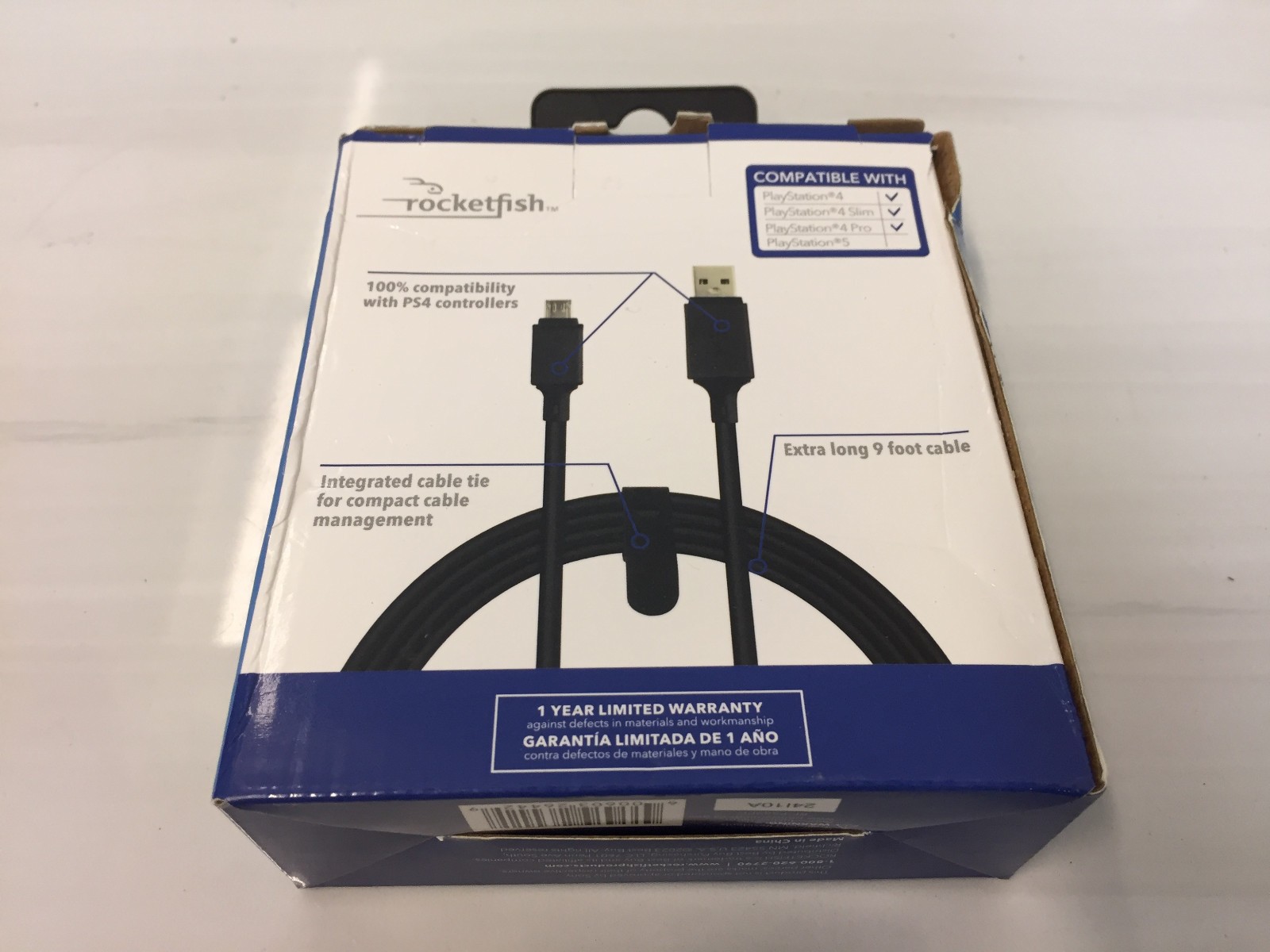 Rocketfish 9ft Micro USB Charging Cable for PS4/PS5 Controllers