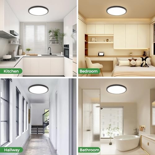 2Pack LED Flush Mount Ceiling Light, 7Inch 15W Dimmable 7"(2pack) Black
