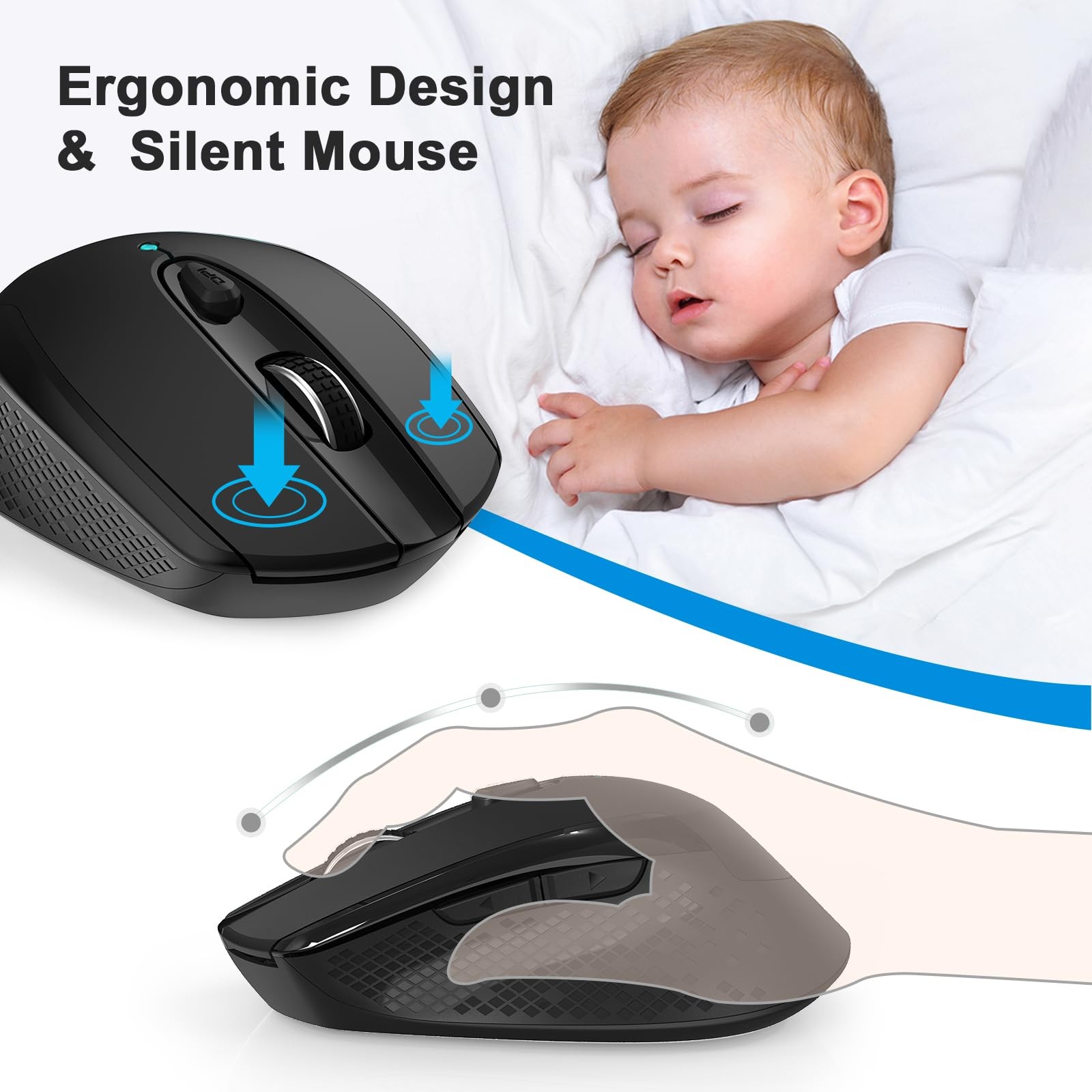 USB C Wireless Mouse, Type C Silent Mouse for Macbook Air/Pro, 2.4G Cordless