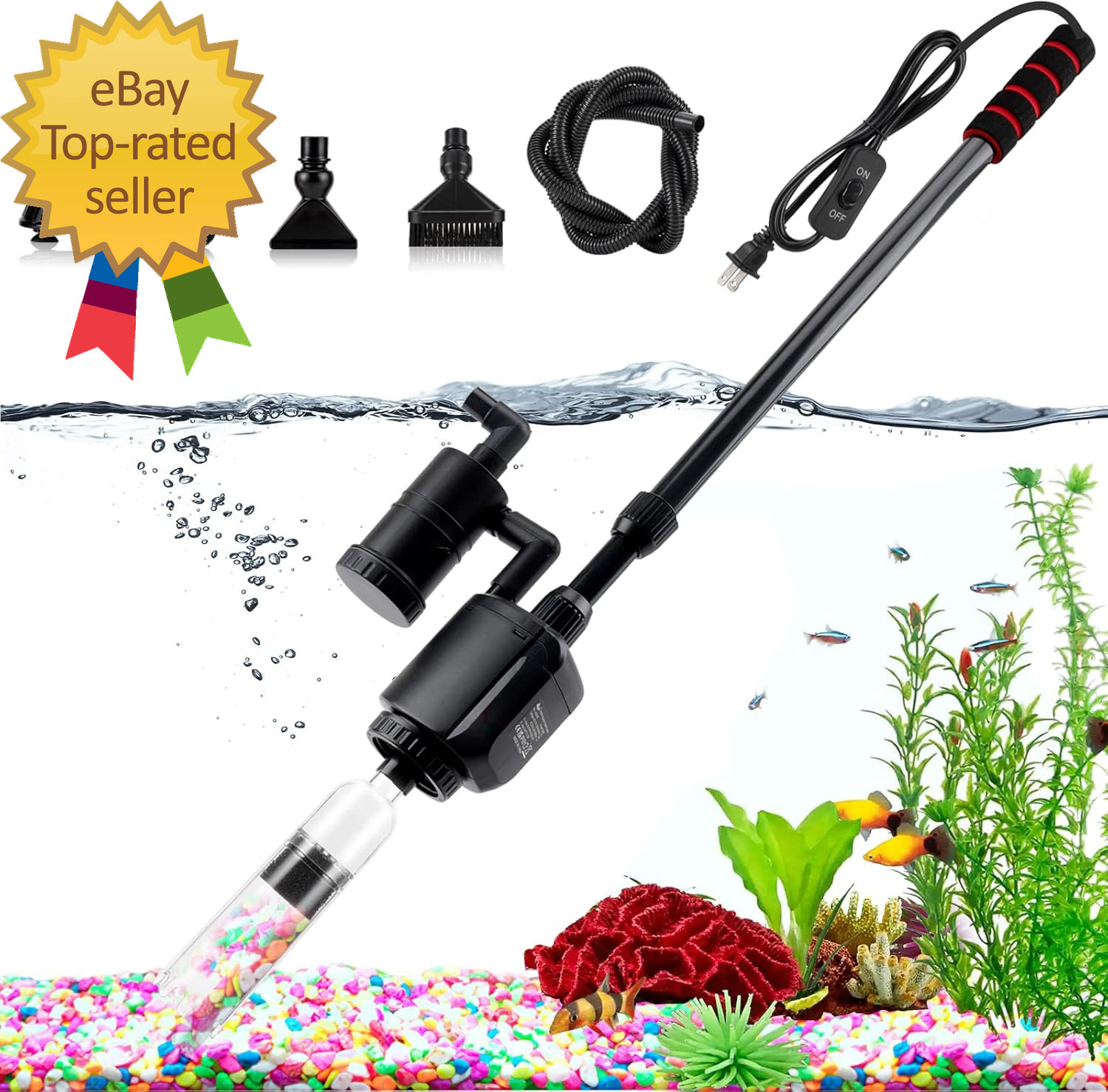 Electric Aquarium Gravel Cleaner 6 in 1 Automatic Fish Tank Cleaning Tool Gravel