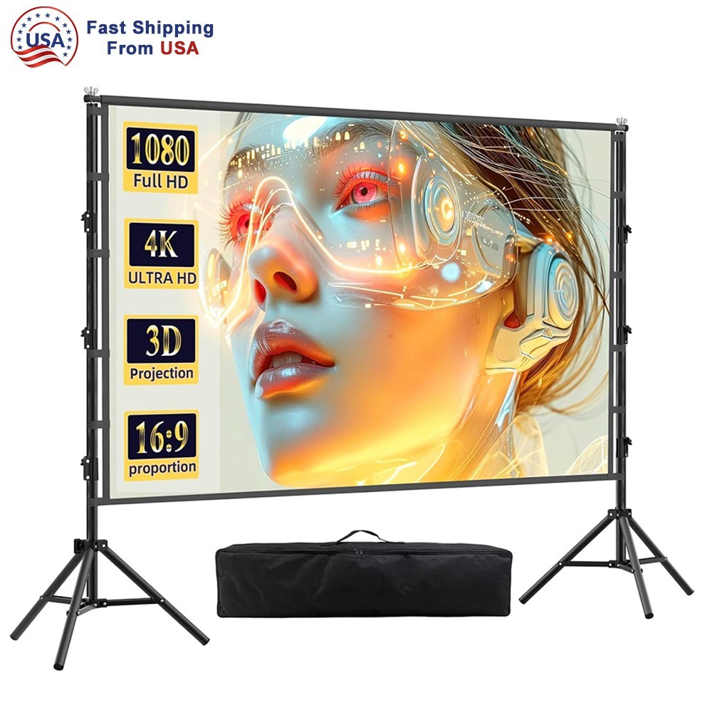 Projector Screen and Stand, 100"/120"/150 " projection Screen, With Portable Bag