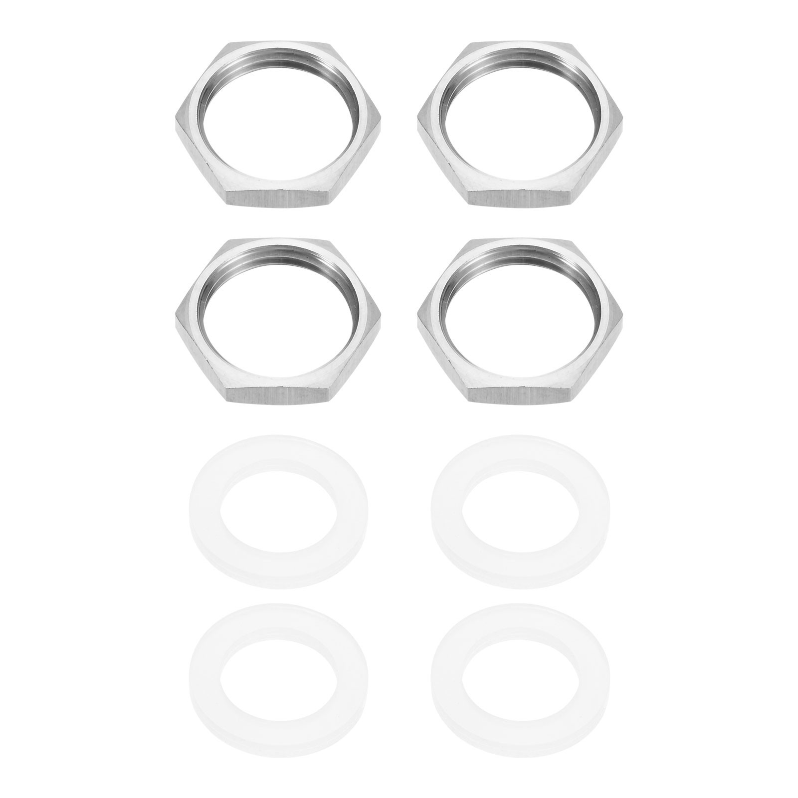 4 Pcs 304 Stainless Steel G 3/8" Thin Pipe Fitting Hex Locknuts with Washer