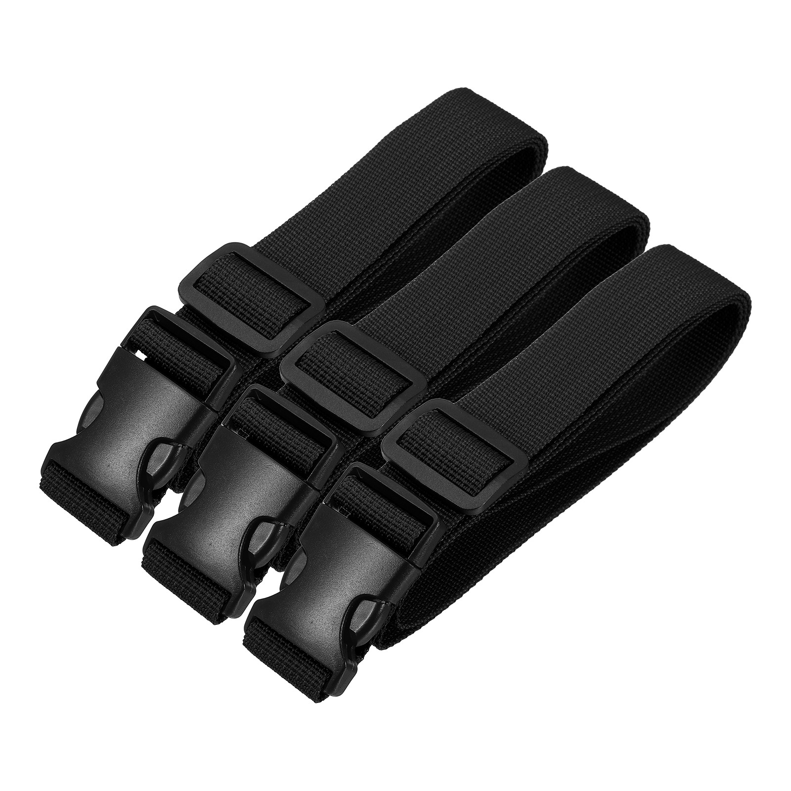 3pcs 1" x 3ft Utility Straps with Quick Release Buckle Adjustable, Black
