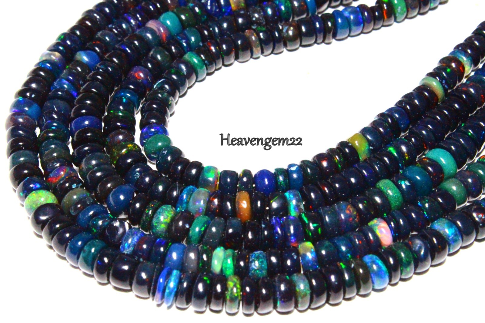 AAA Ethiopian Black Opal Smooth Rondelle Gemstone Beads Jewelry Making
