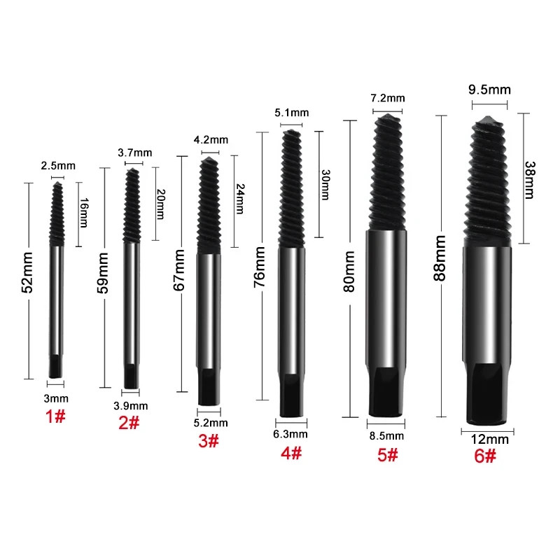 6pc Damaged Screw Extractor Set Broken Bolt Remover Tool Easy Out Stripped Screw