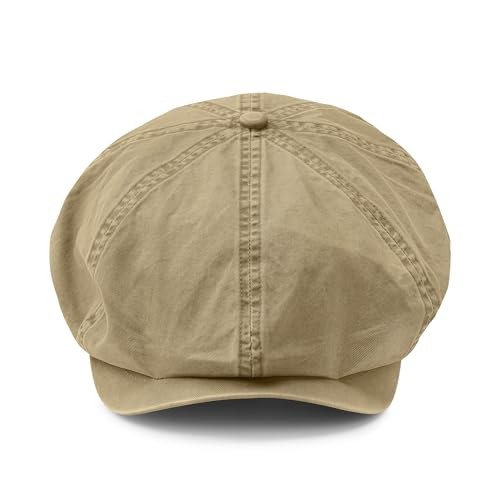 Newsboy Caps for Men, Vintage 8 Panel Cotton Flat Cap, One Size Nbap2503-khaki