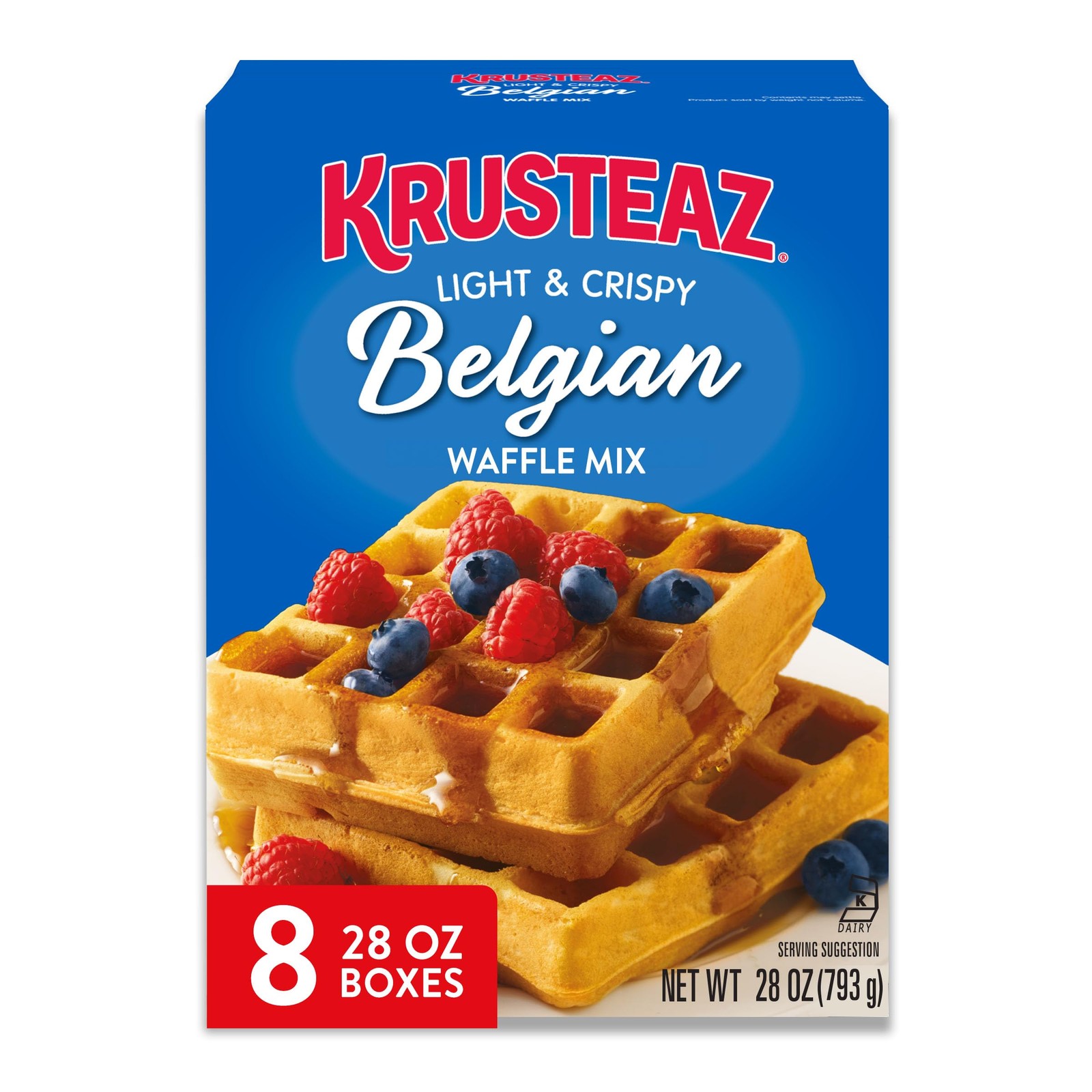 Krusteaz Light and Crispy Belgian Waffle Mix, 28 Ounce (Pack of 8)