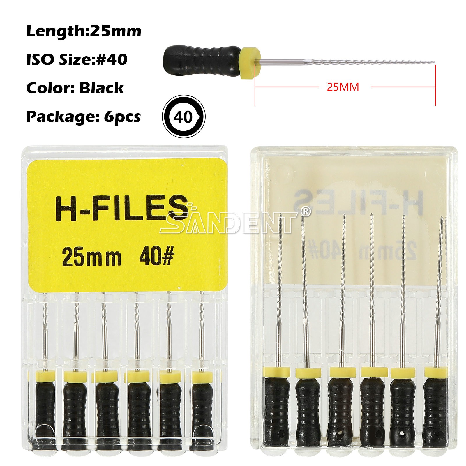 60Pcs Dental Endo Root Canal Files Hand Use H-Files Stainless Steel 25mm #40
