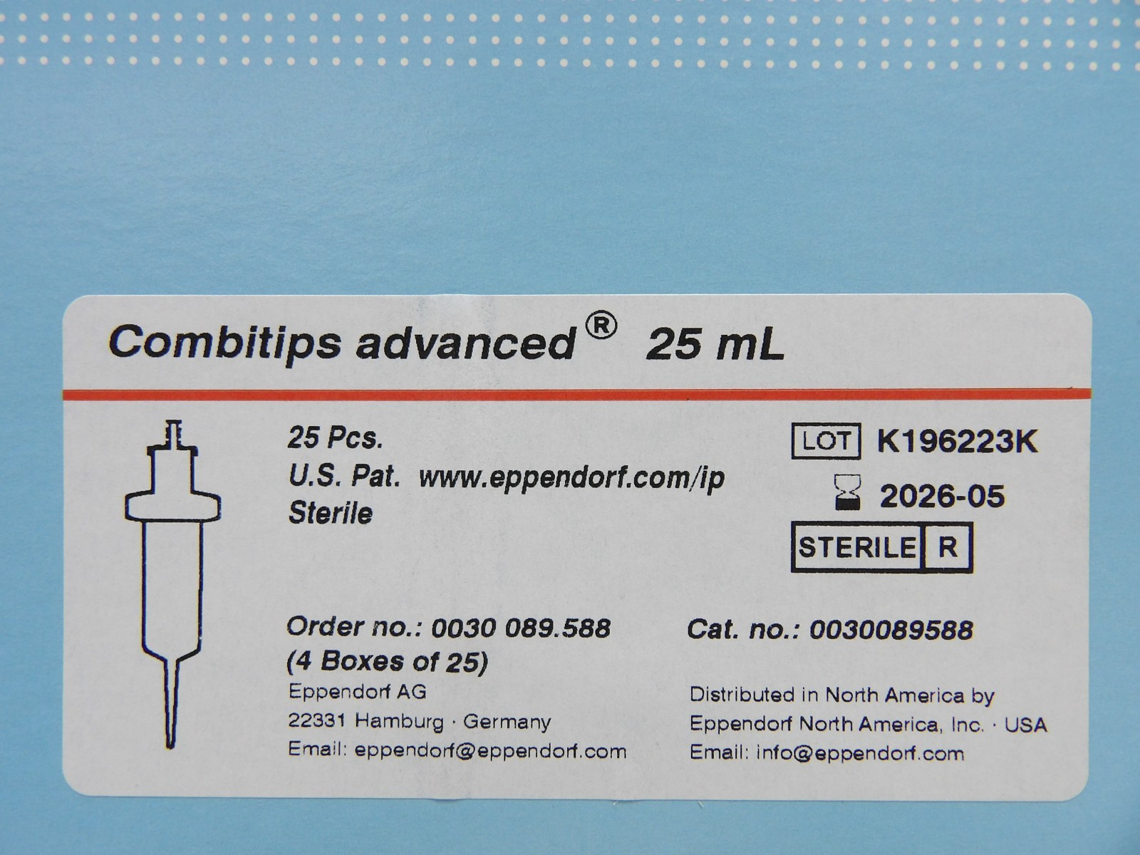 Eppendorf 0030089588 Combitips advanced, Pipette Tips, 25 mL, Sterile, Qty: 25