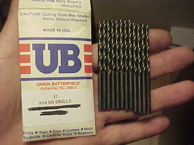 12 New Union Butterfield 9/64" Jobber Length Black Oxide HSS Drill Bit Lot USA