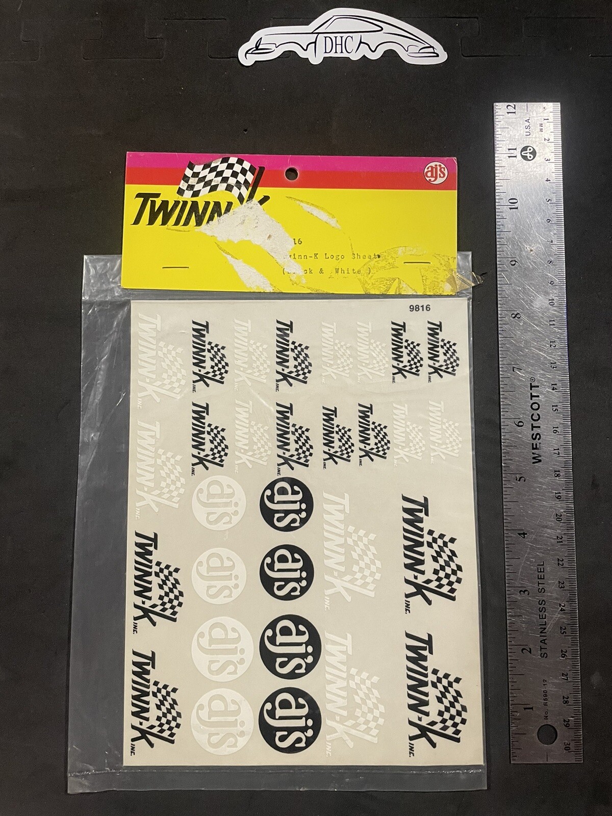 Twinn-K Vintage RC decal sheet AJ’s # 9816 Logo Sheet 6x8” (Torn header tag)
