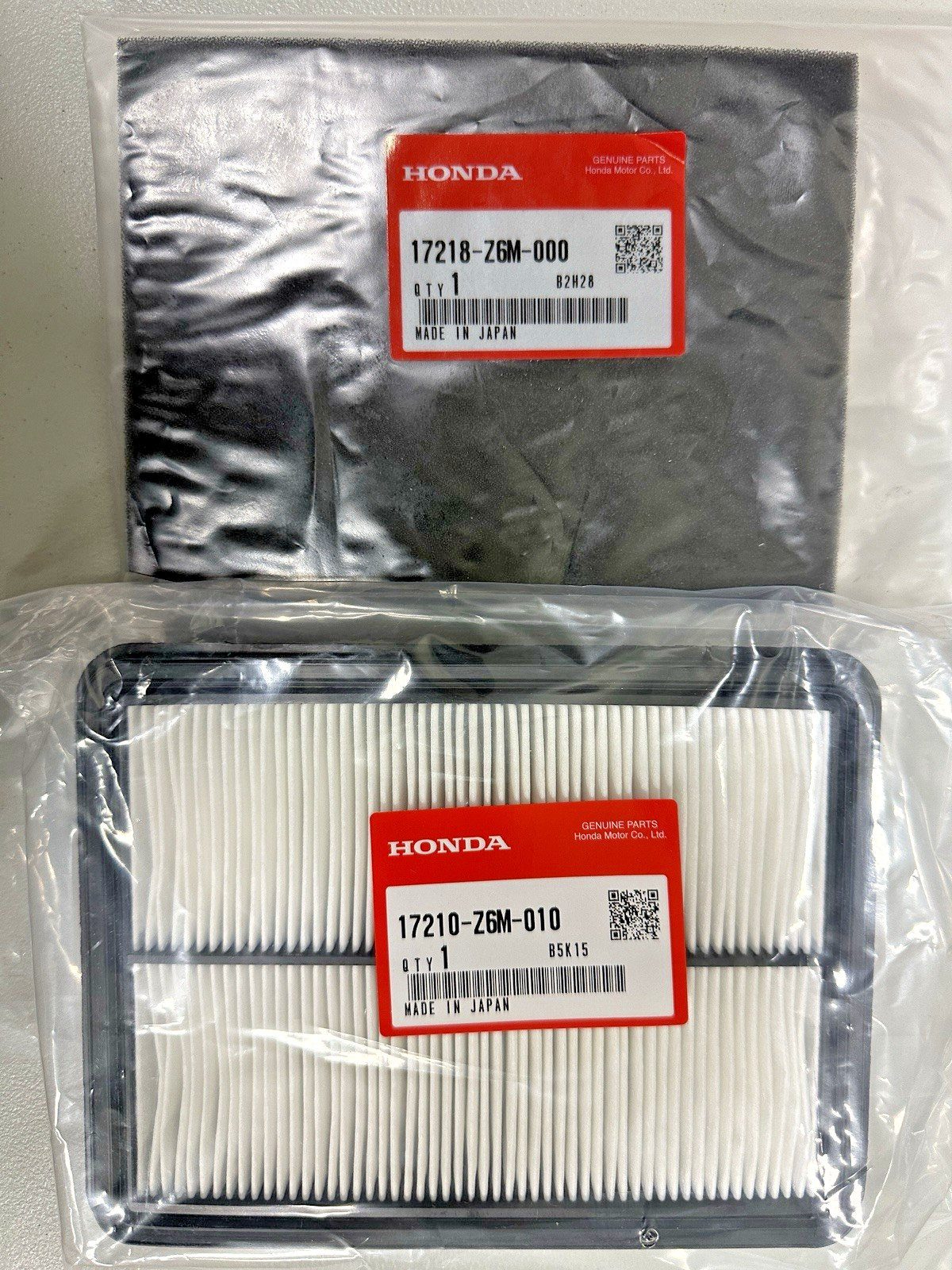 OEM Honda 17210-Z6M-010 + 17218-Z6M-000 Element, Air Cleaner GXV 630 660 690