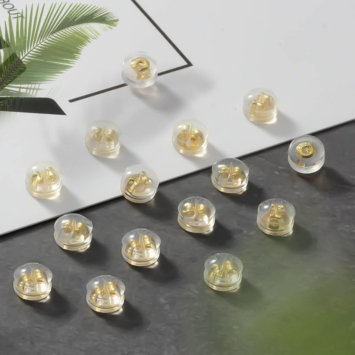 18K Gold Secure Earring Backs for Studs, 925 Silver Silicone Hypoallergenic Soft