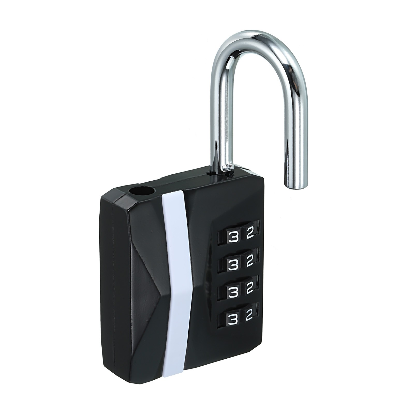 4 Digit Combination Padlock, Zinc Alloy Resettable Combination Lock Black