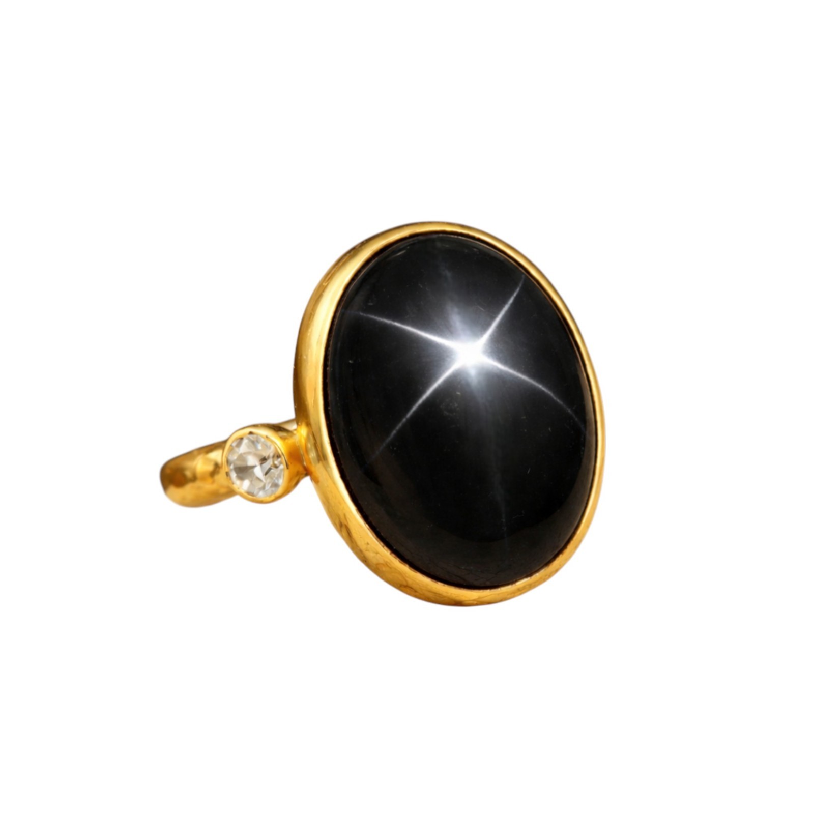 Black Star Sapphire Ring Oval Shape Gemstone 925 Sterling Silver Handmade Ring