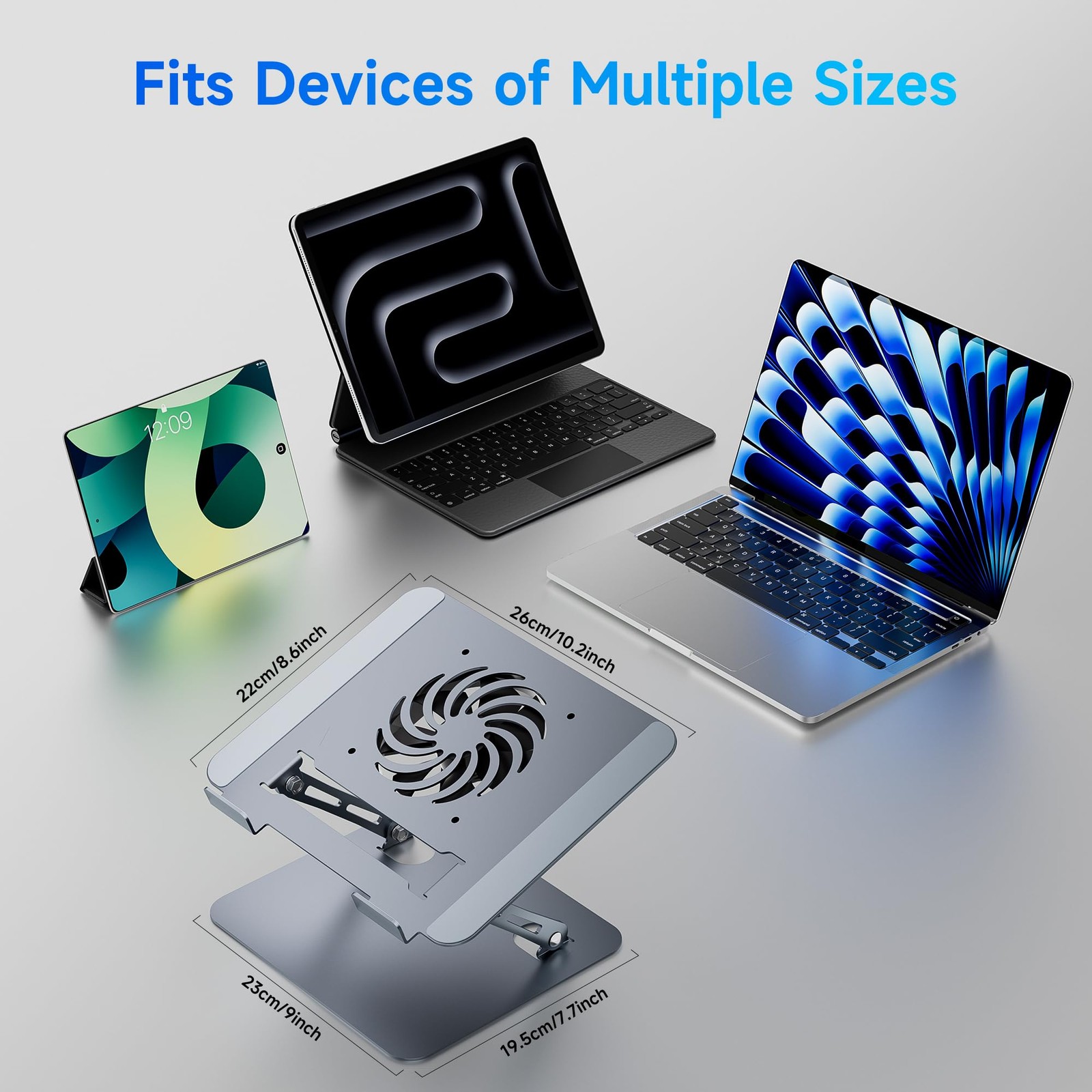 Adjustable Ergonomic Laptop Riser Portable Foldable Aluminum Holder Silver