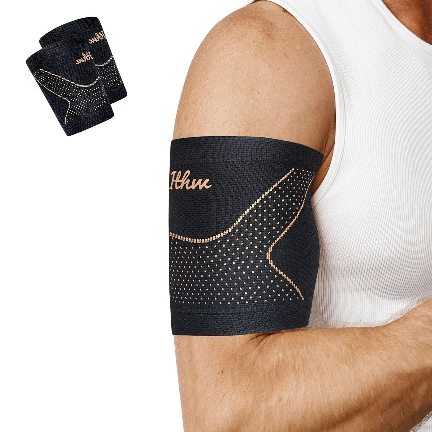 Copper Bicep Tendonitis Brace Bicep Compression Sleeve for Pain Relief Upper Arm