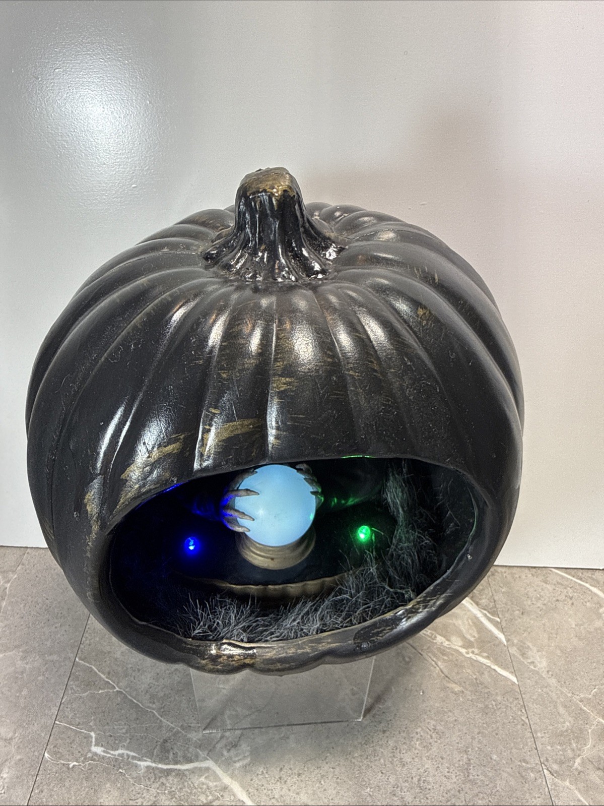 Gemmy Motion Activated Fortune Teller In Black Pumpkin Talking Color Changing 9”