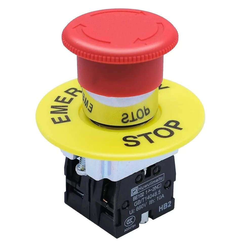 2NC 22Mm Emergency Stop Push Button Switch Red Mushroom Equipment E Stop Shut