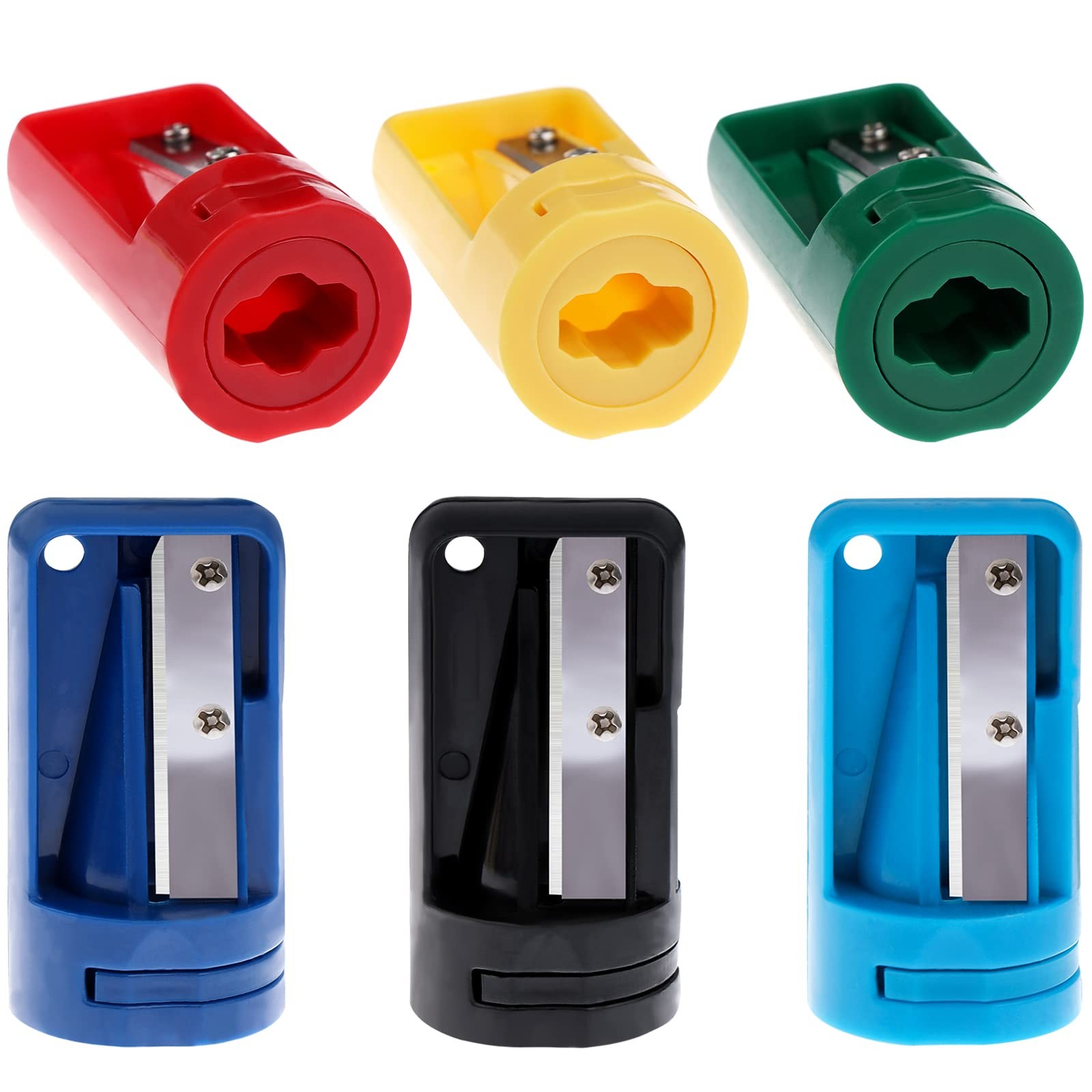 6 Pack Carpenter Pencil Sharpener Colourful Manual Portable Multicolor