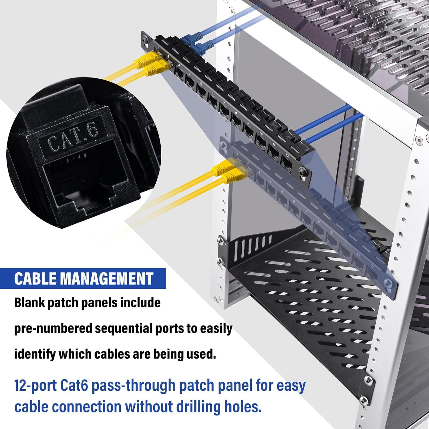 12 Port Patch Panel, 10Inch 0.5U CAT6 Network Patch Panel for Deskpi Rackmate T1