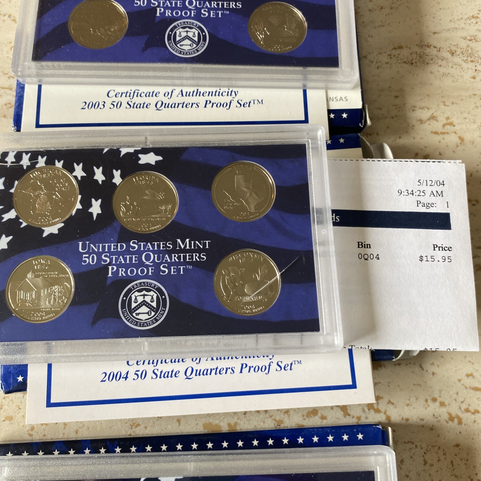 2003, 2004 & 2005 US Mint State Quarter Proof Sets with Box & COA, Uncirculated