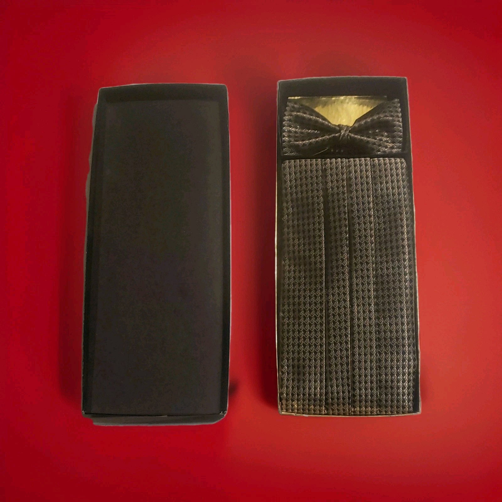 Silver and Black Satin Bow Tie and Cummerbund Set for Men, 2 Piece Accessory