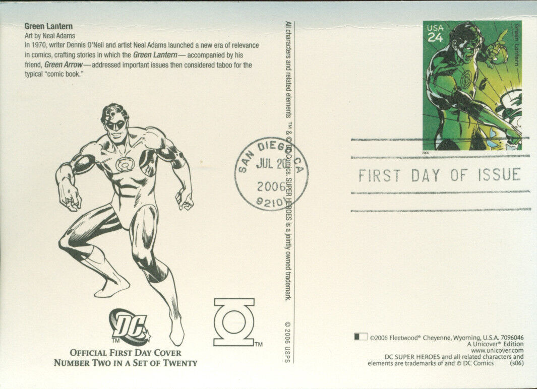 2006 First Day of Issue - Postal Card honoring Green Lantern - Fleetwood  #A