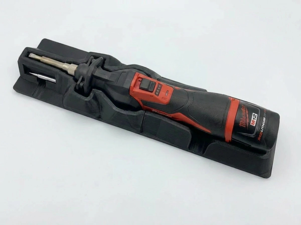 Fits Milwaukee M12 2488-20 Soldering Iron Gridfinity Shadow Tray (Tray Only)