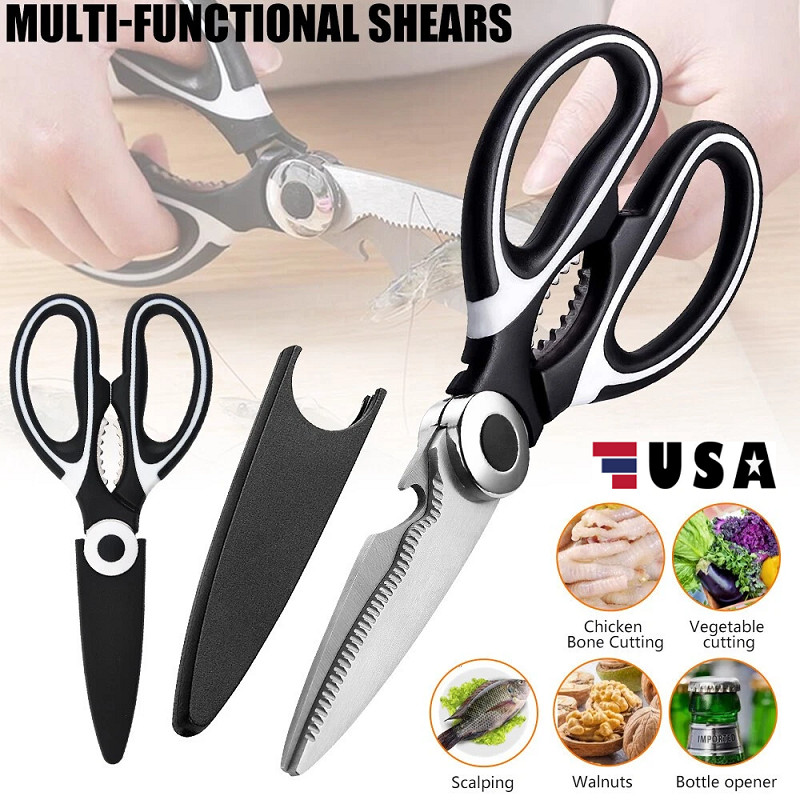 2× Heavy Duty Kitchen Shears Stainless Steel Kitchen Scissors Ultra Sharp Multi