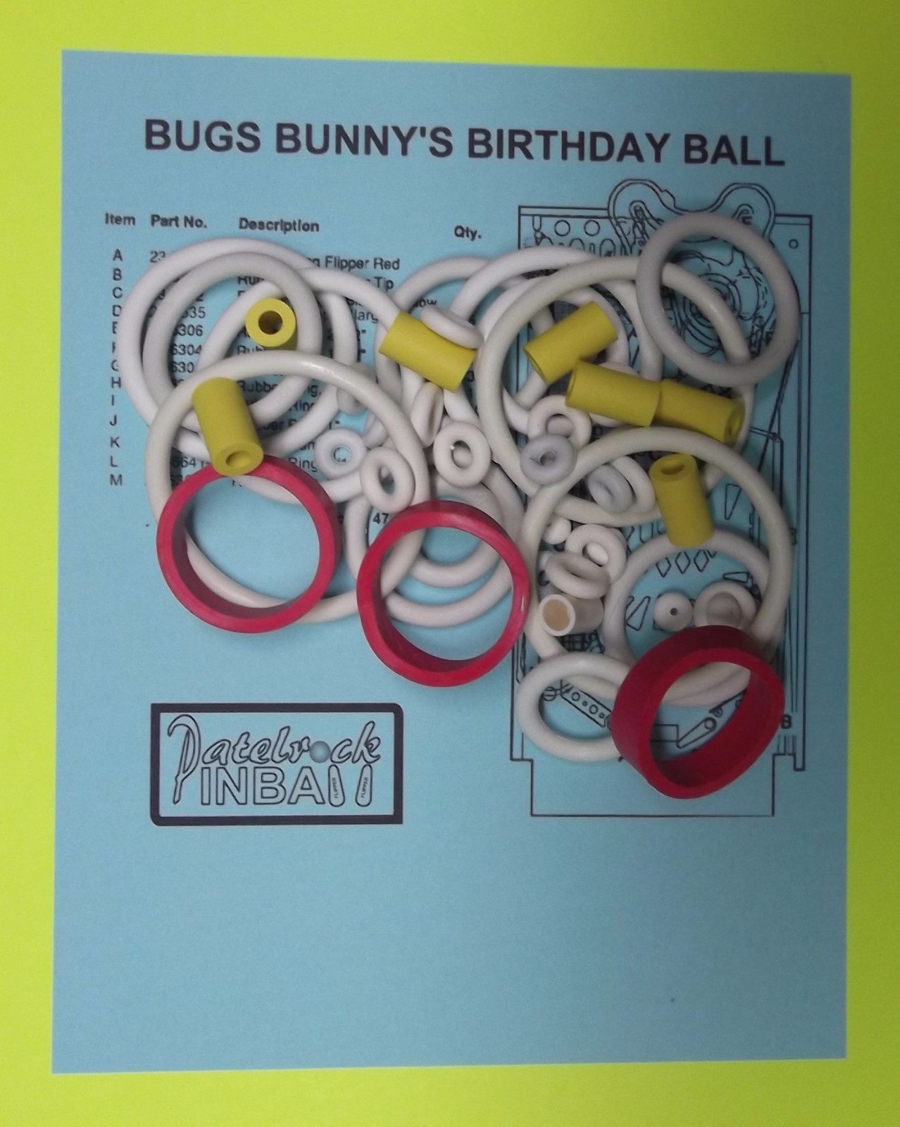 1991 Bally / Midway Bugs Bunny's Birthday Ball Pinball Machine Maintenance Kit