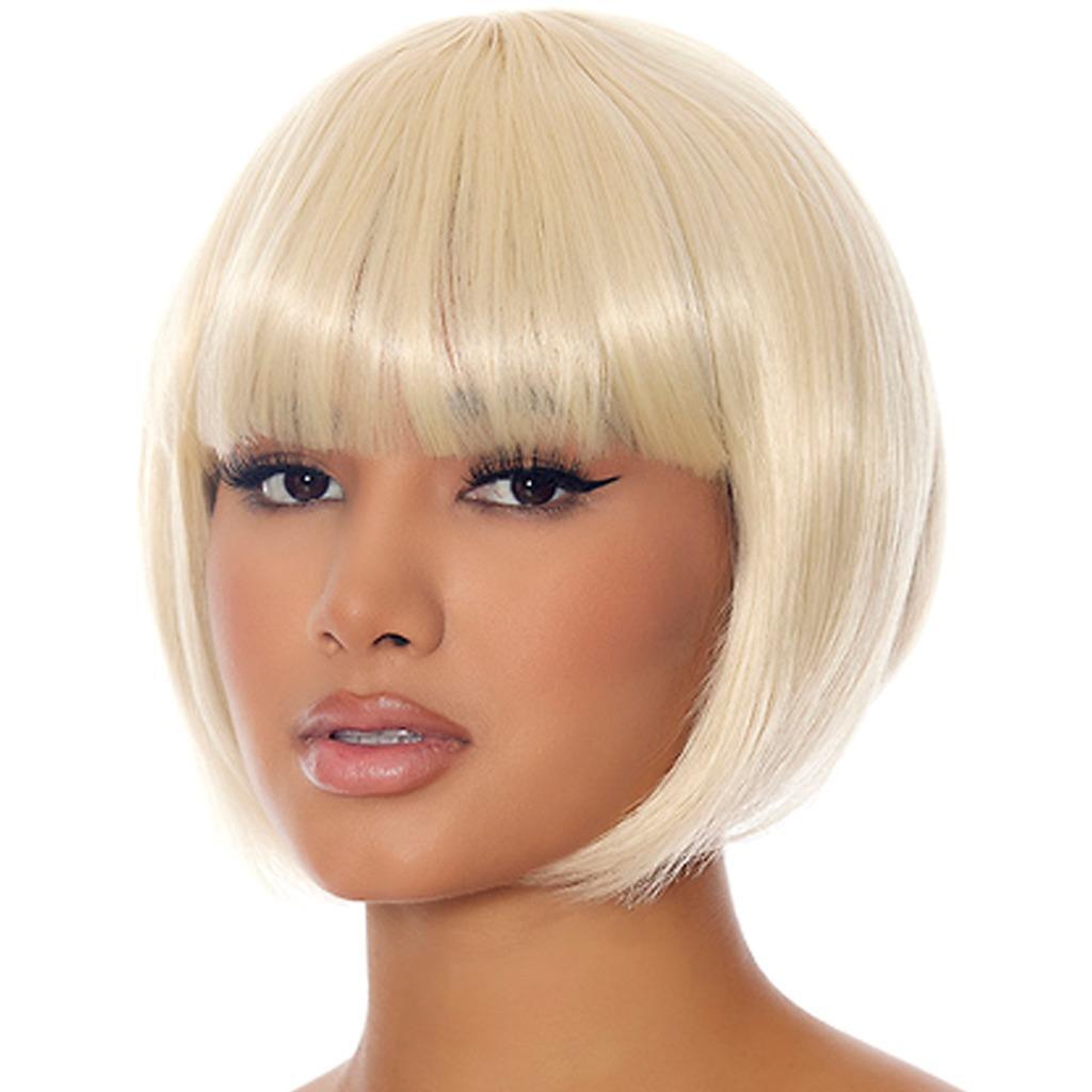 Blonde Bob Wig Bangs Short Straight Retro Unisex Costume Party Cosplay 991586
