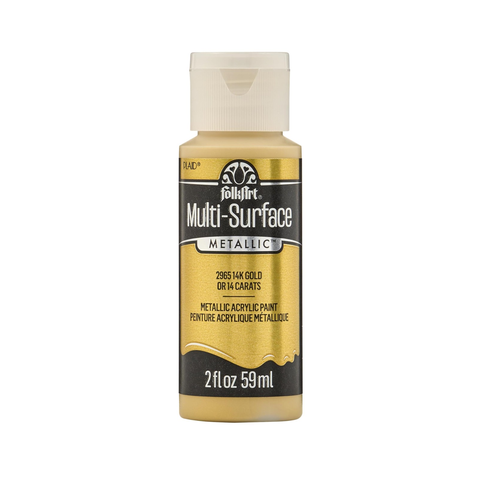 FolkArt multisurface metallic paint, 2 oz, 2 Fl Oz (Pack of 1), Black Gold