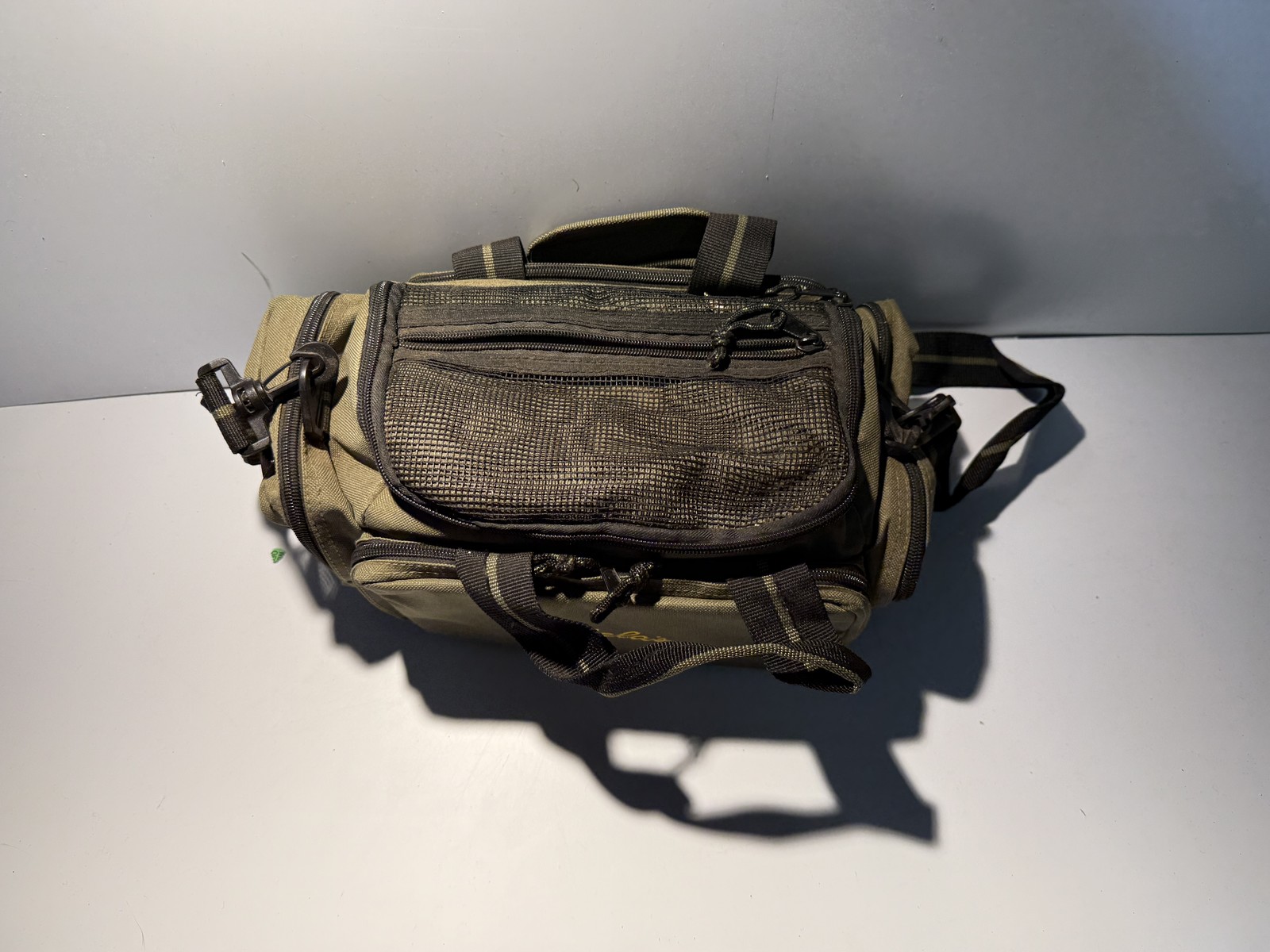 Cabela's Tan Fishing Tackle Bag Shoulder Strap Multiple Pockets