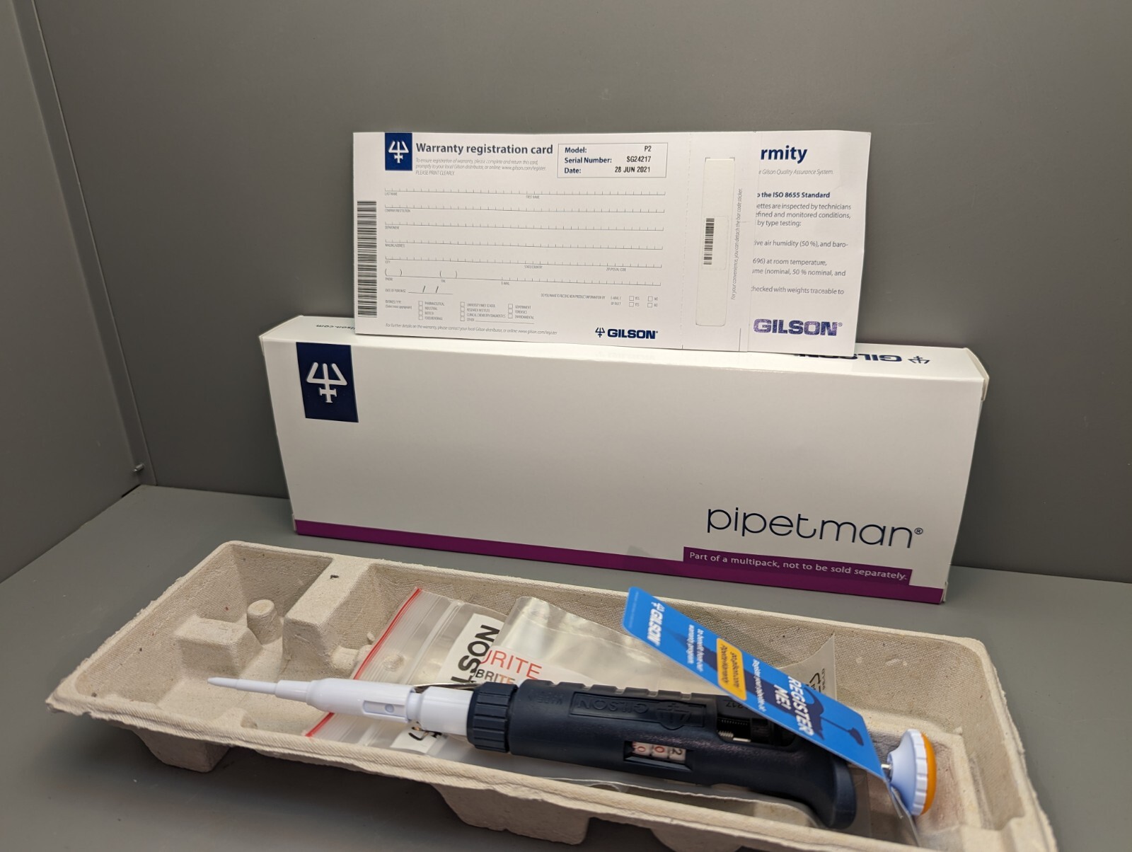 New Gilson PIPETMAN  P2, 0.2- 2 µL, Metal Ejector