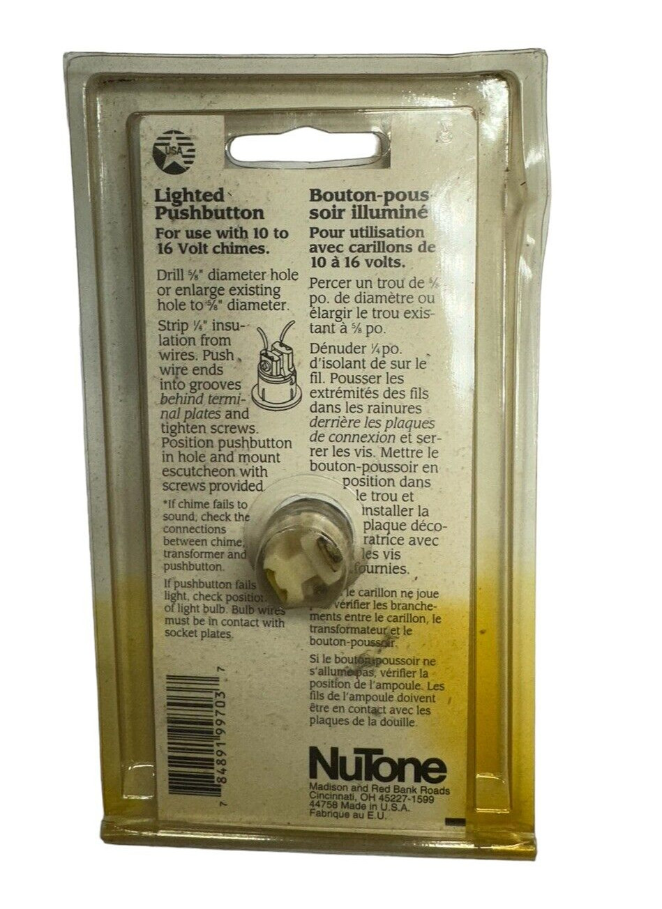(Box of 6) NuTone PB-29LWH Pushbutton Lighted Door Bell Solid Brass, White
