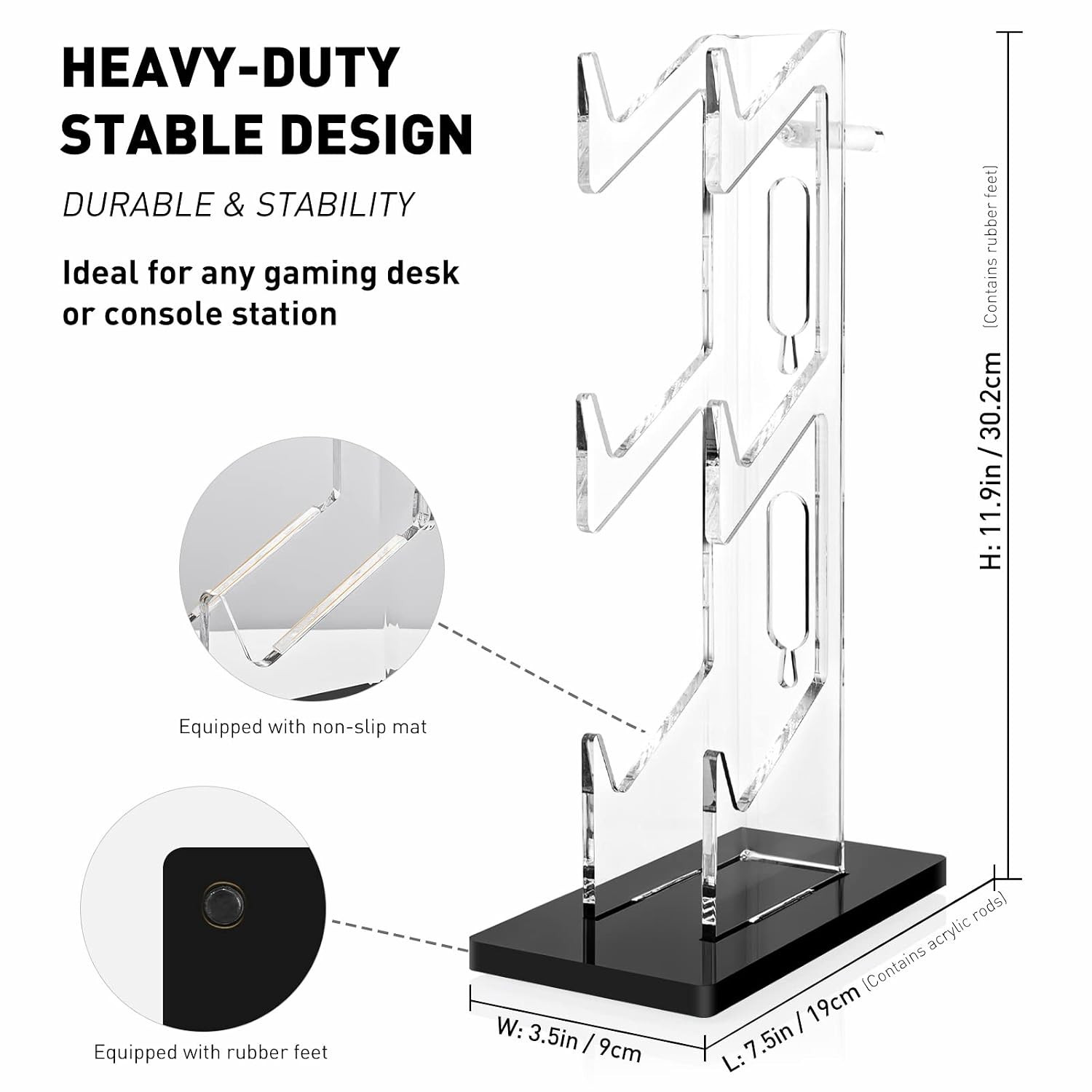 Controller Stand Headset Stand, 3 Tier Acrylic Gaming Controller Holder