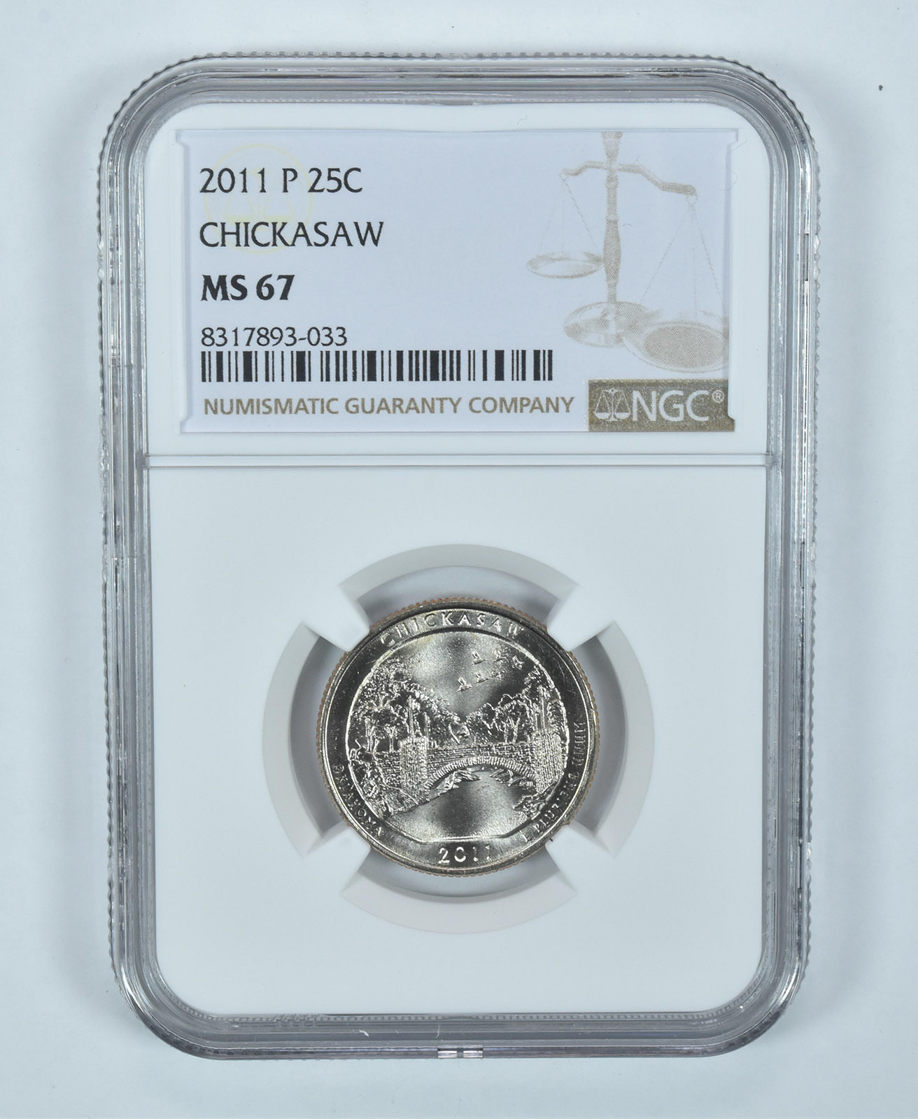 2011-P Washington Quarter Chickasaw America The Beautiful MS67 NGC