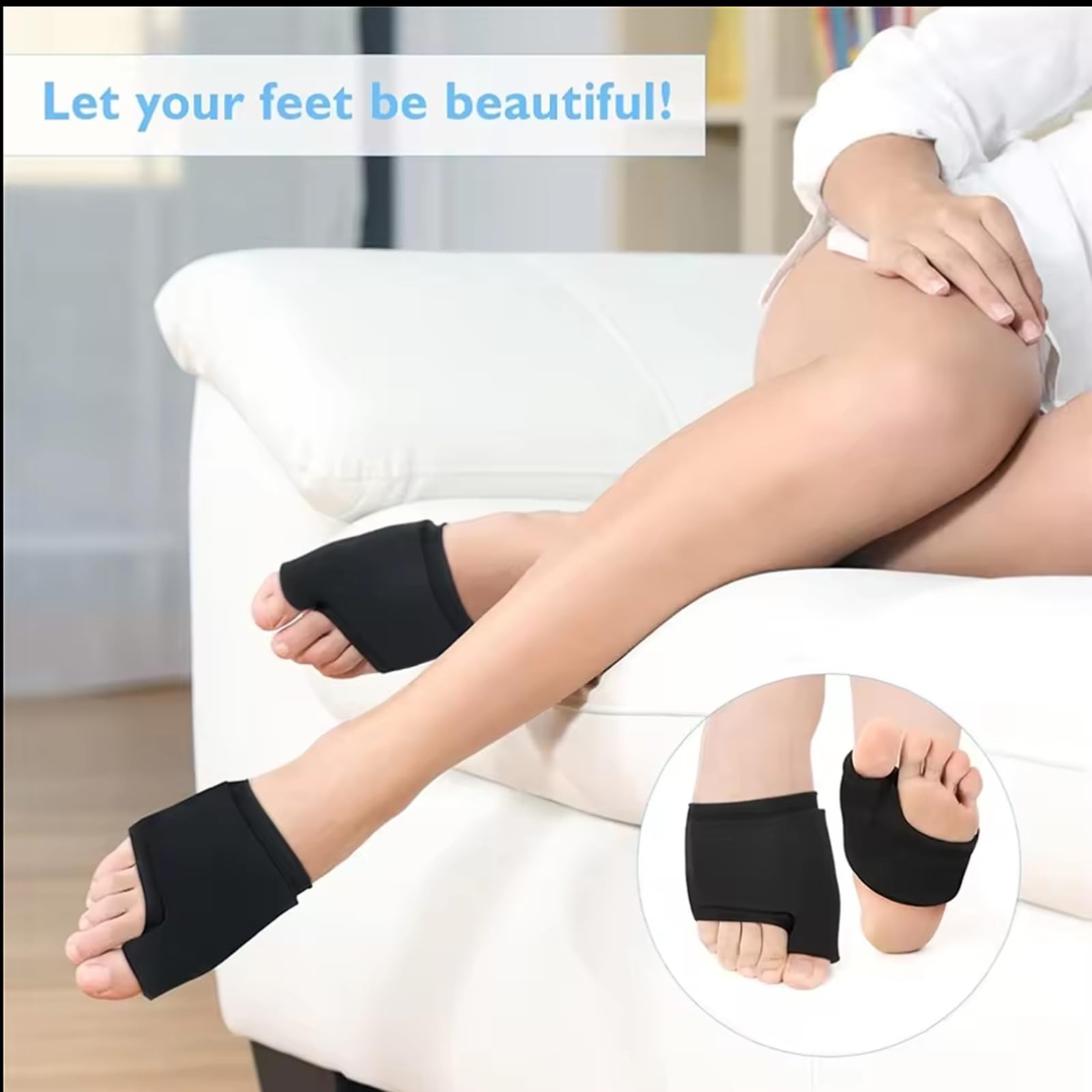 2 Pack Forefoot Toe Ice Pack，Foot Wrap Bunion Corrector for Black