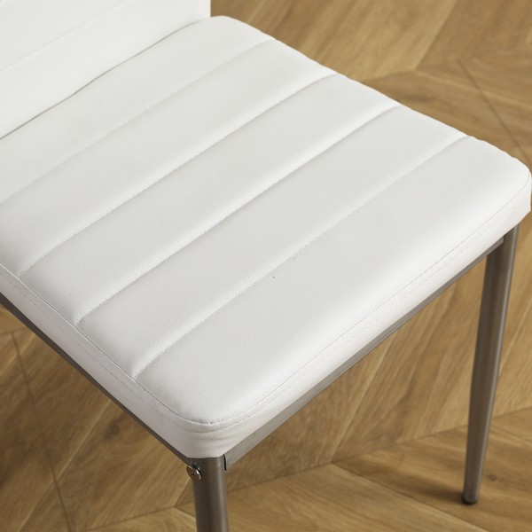 4 pieces Backrest Seat Cross Seam PU Leather Dining Chair
