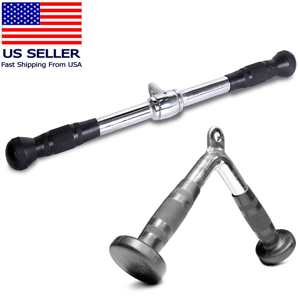 Home Gym Cable Attachment Handle Machine Strength Exercise Chrome Press Down Bar
