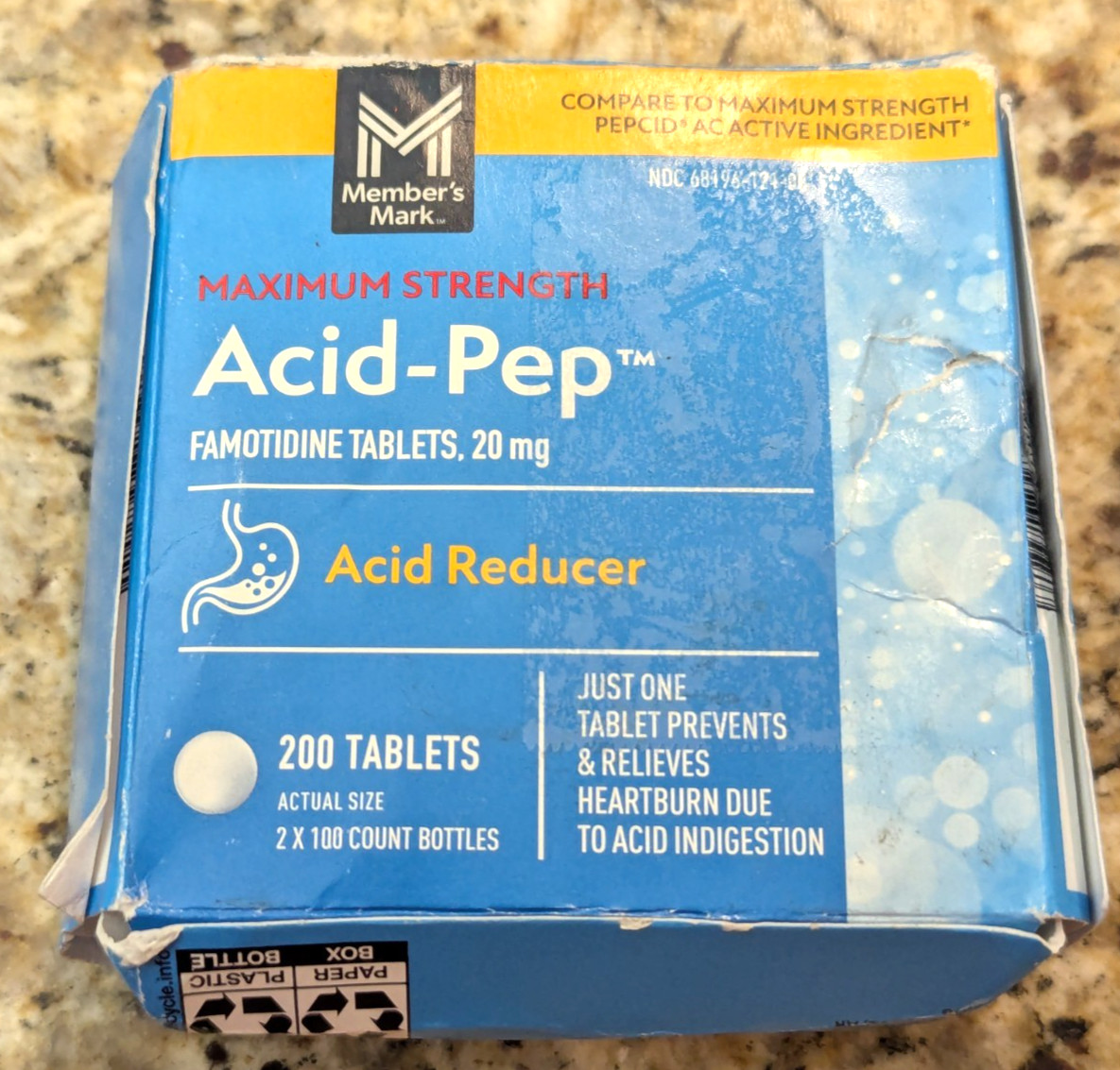 Member's Mark Acid-Pep Famotidine 20mg Acid Reducer 200 tablets exp: 02/2027