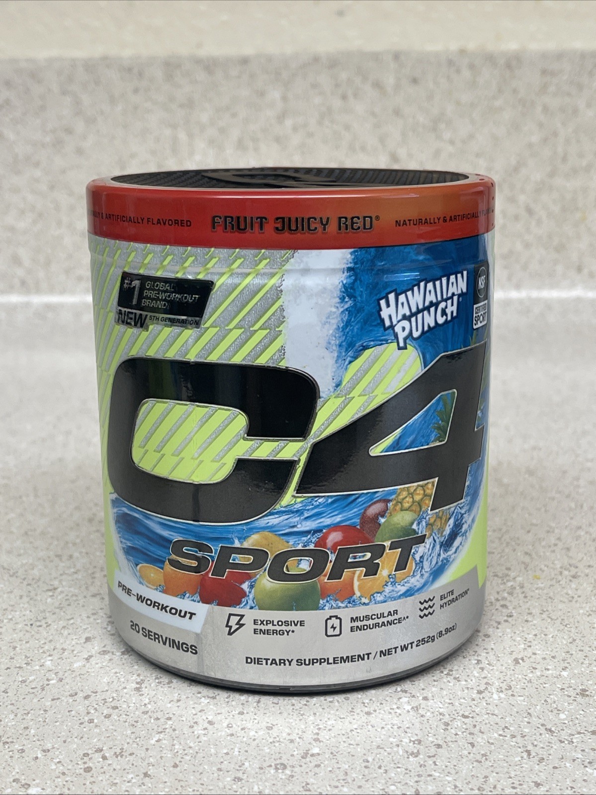 C4 Sport Pre-Workout Hawaiian Punch Fruit Juicy Red 20 Servings 8.9oz 06/2026